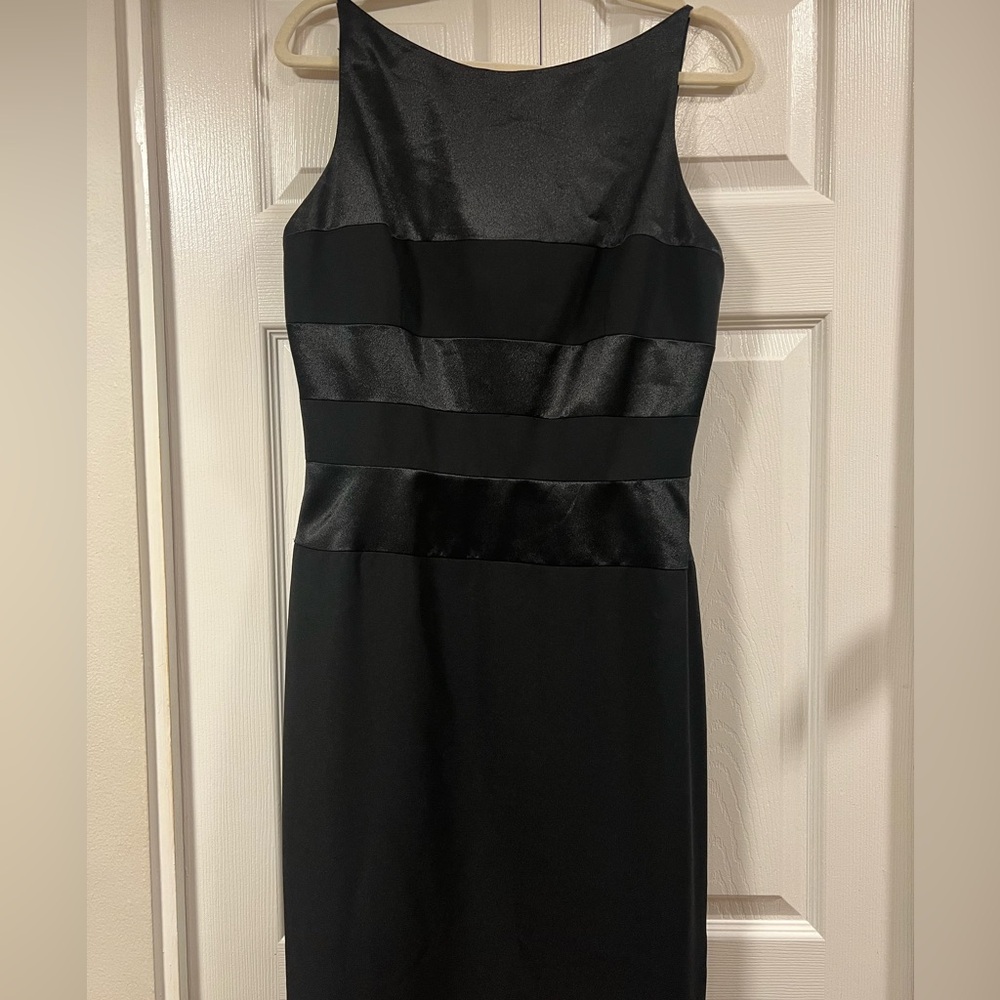 Elegant Black Satin Midi Dress